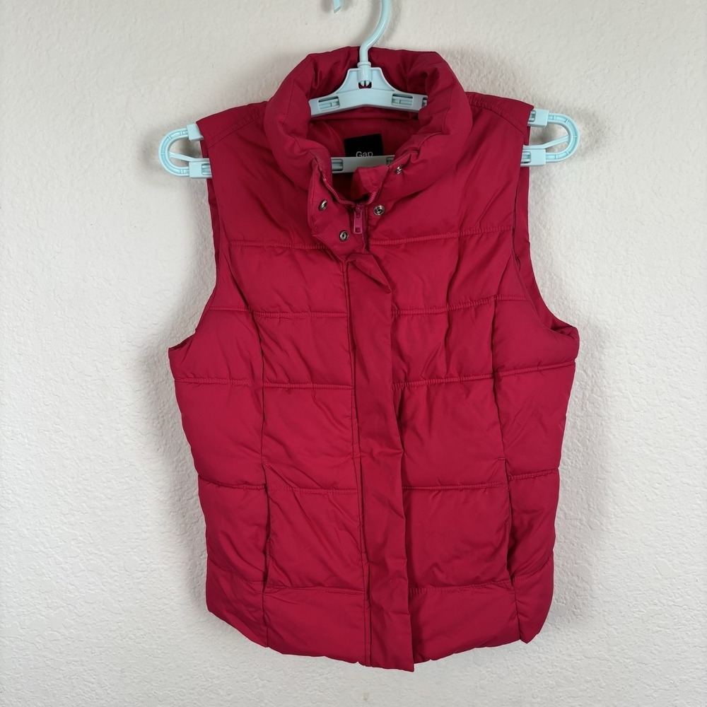 Gap Womens Jacket Sz XS Sleeveless Puffer Vest Full Zip Solid Pink Excellent